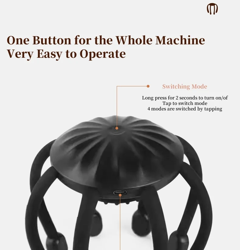 New Arrival Wireless Electric Relax Scalp Massager Fatigue Relief Portable Octopus Head Massager Relax Scalp Massage Machine