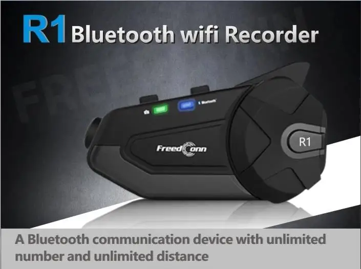 R1 Waterproof Helmet Intercom with Video Recorder Motorcycle Helmet BT Headset Intercom