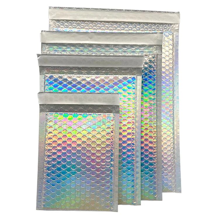 Low price Poly Bubble Mailer Poly Mailer Bag Filled Envelope Express Shipping Packaging Customized Holographic Laser Bubble Mail