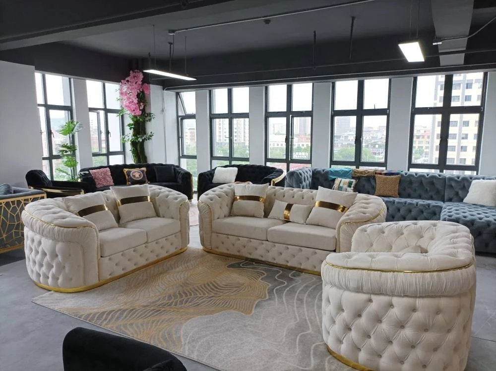 PZCN HOME modern design furniture brown fabric velvet sectional upholstery couch living room sofas for home use