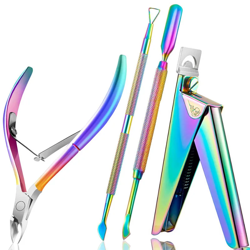 Custom Logo Nail Clipper Stainless Steel Push Artificial Acrylic Nail Tip Clipper Cutter Trimmer Manicure Pedicure Cutter Sets