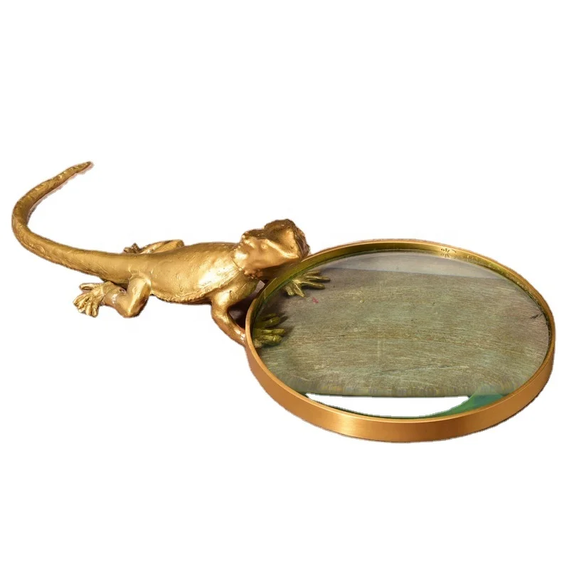 
Custom study magnifying glass lizard with copper furnishing articles 