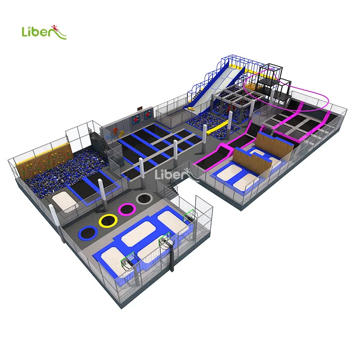 Liben EN Standard Large Indoor Bounce Trampoline Park Builder Trampoline Basketball Court  Free Jumping for Sale