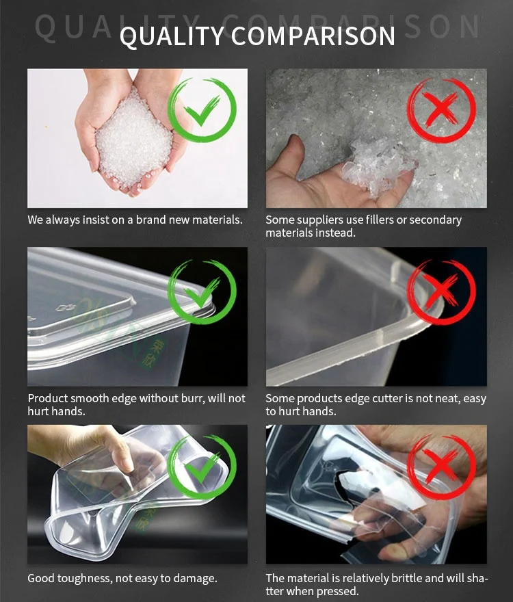 Pp Disposable Clear Plastic Microwave Rectangular Takeaway Lunch Box Food Container for Custom Packaging 750ml