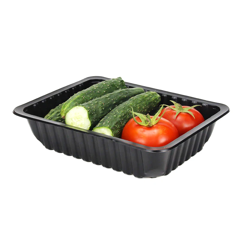 Disposable PET Plastic Blister Mushrooms Punnet Lettuce Container Fruit And Vegetable Clamshell Tray Hinged Box With Holes