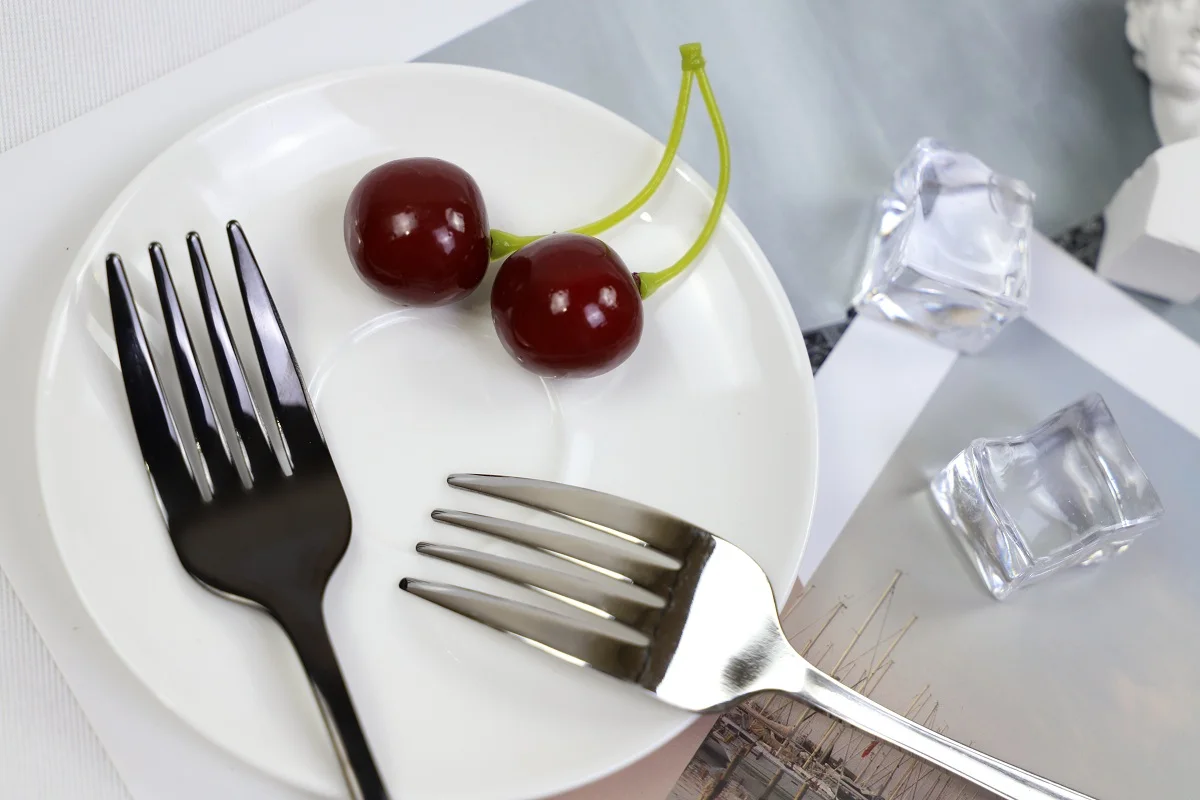 
Good sell 304 stainless steel colorful Korean metal plating color fork 