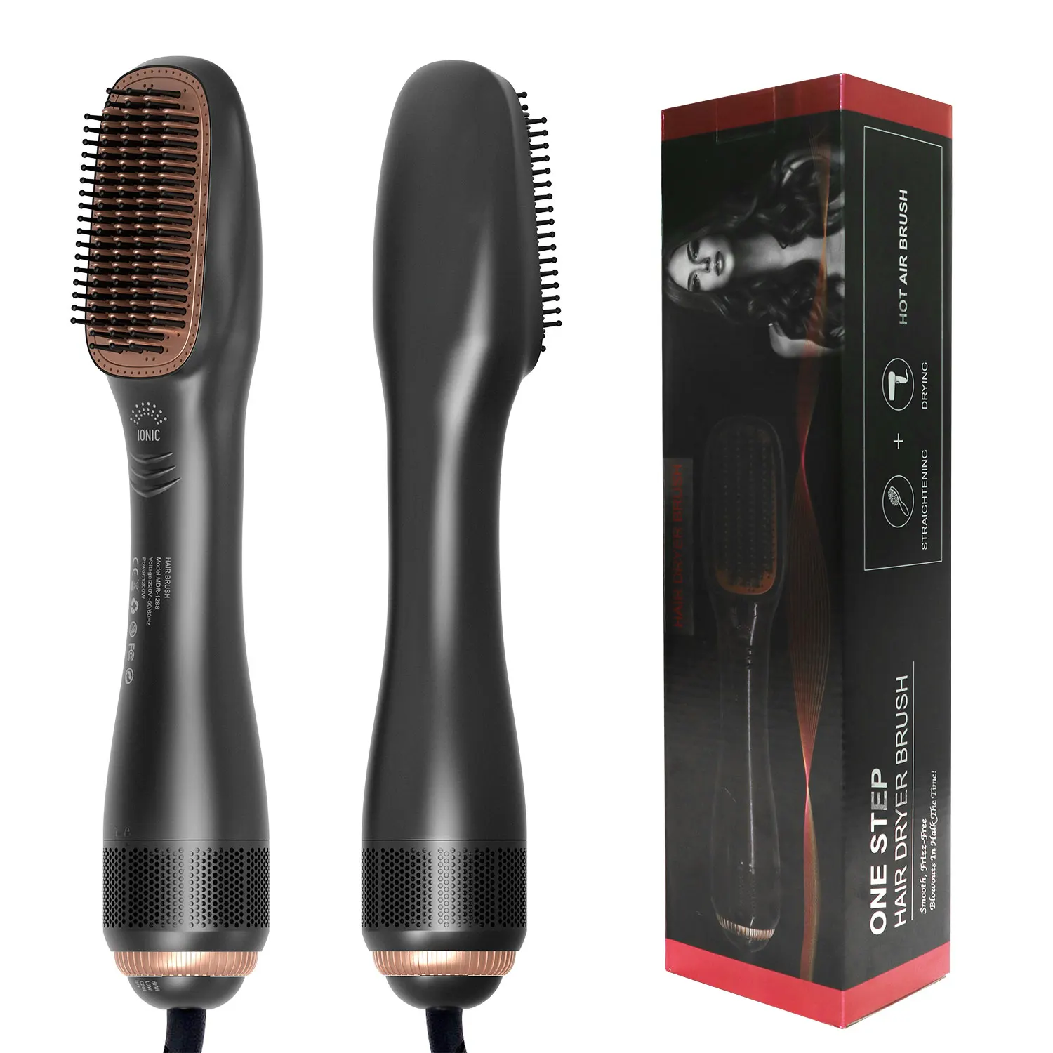 KSA GCC Monthly 80000pcs 4 in 1 Hair Straightener Brush Hair Dryer and Volumizer Hot Air Brush straightening brush hair dryer (1600314420552)