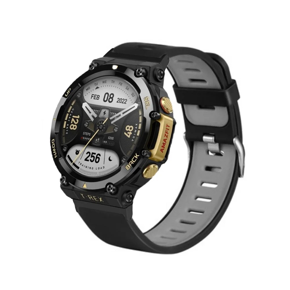 Factory Wholesale Silicone Strap Dual Color Watch Band Suitable for Huami Amazfit T-Rex2 metal head grain