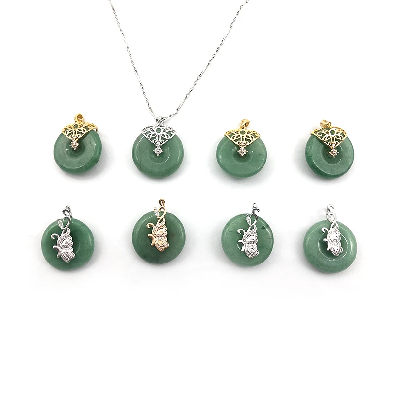 Natural jade stone round beads pendant jade donut pendant for DIY jewelry making jade Bi necklace pendant
