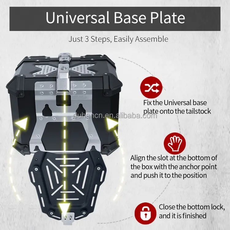 DUHAN 65L Storage Luggage Motorcycle Tail Boxes Aluminum Rear Delivery Alu Motorcycle trunk