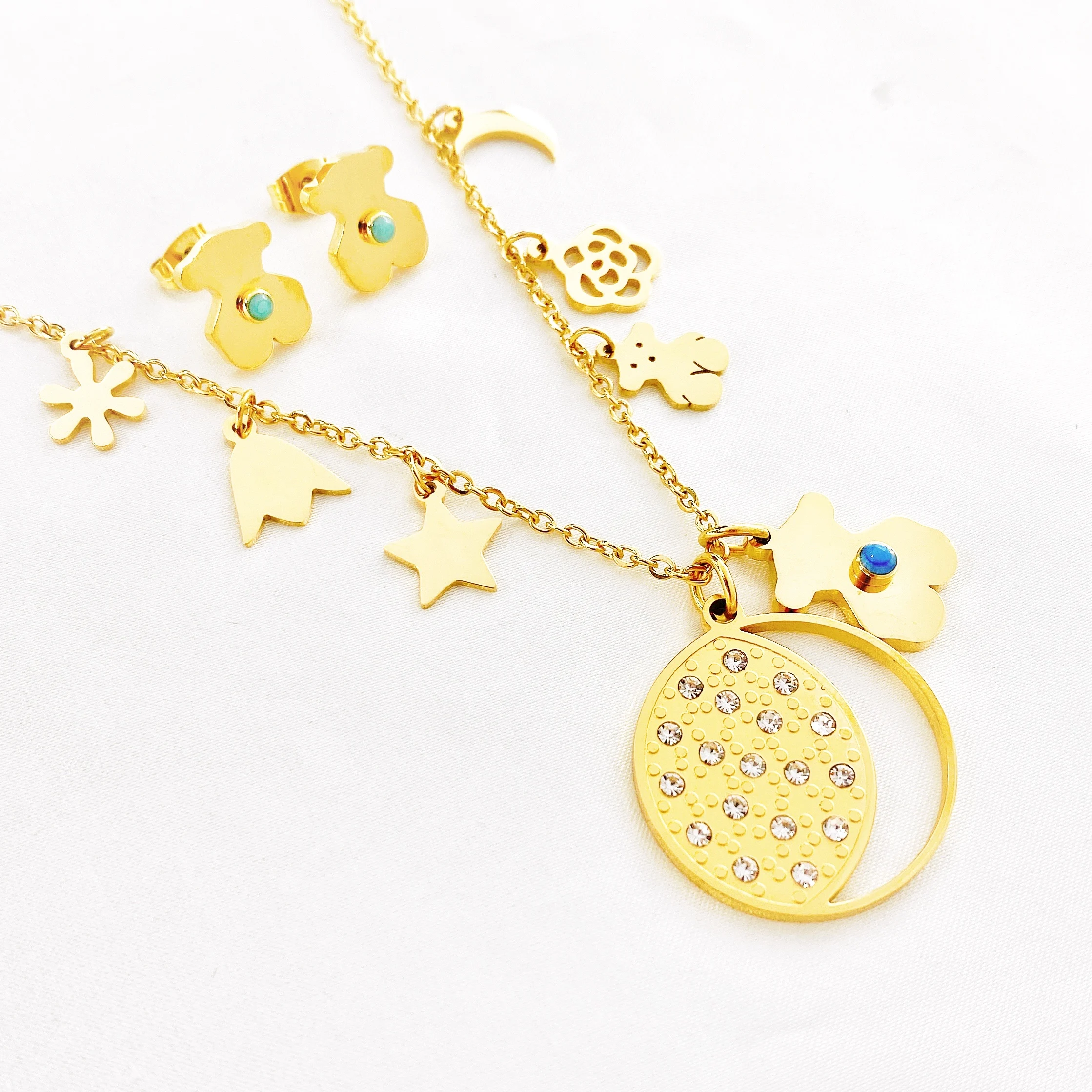 
bear Charm stainless steel Bear ring Women men silver Color Animal Jewelry Gift top high quality best gift girl necklace 