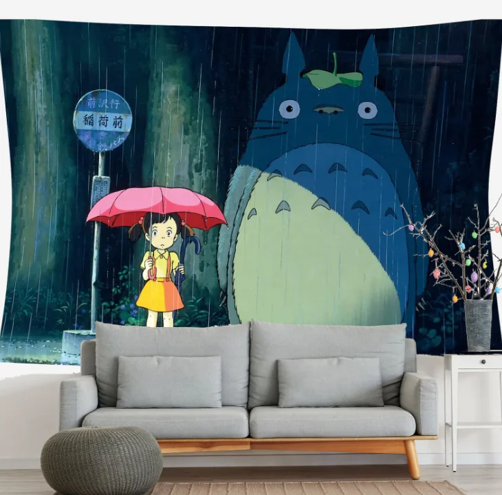 Cute Totoro Tapestry Japan Anime Wall Art Wall Hangings Anime Gift Home Decor Kids Birthday Party Gifts Idea