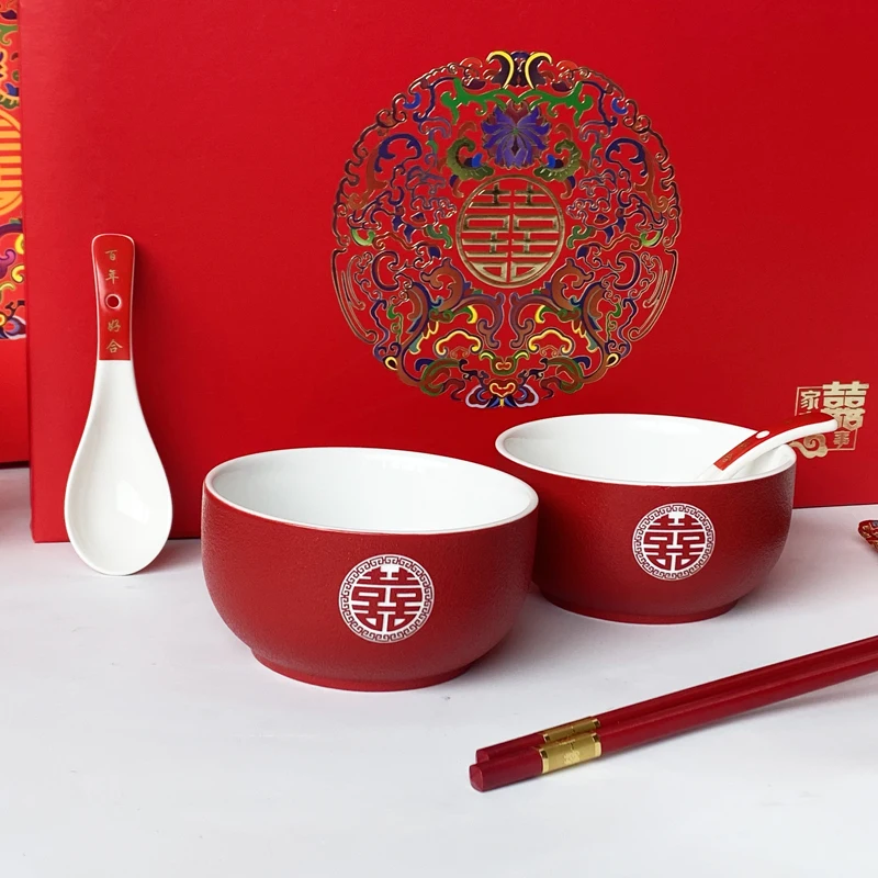 2021 New red color Chinese dinnerware wedding dinnerware for wedding event