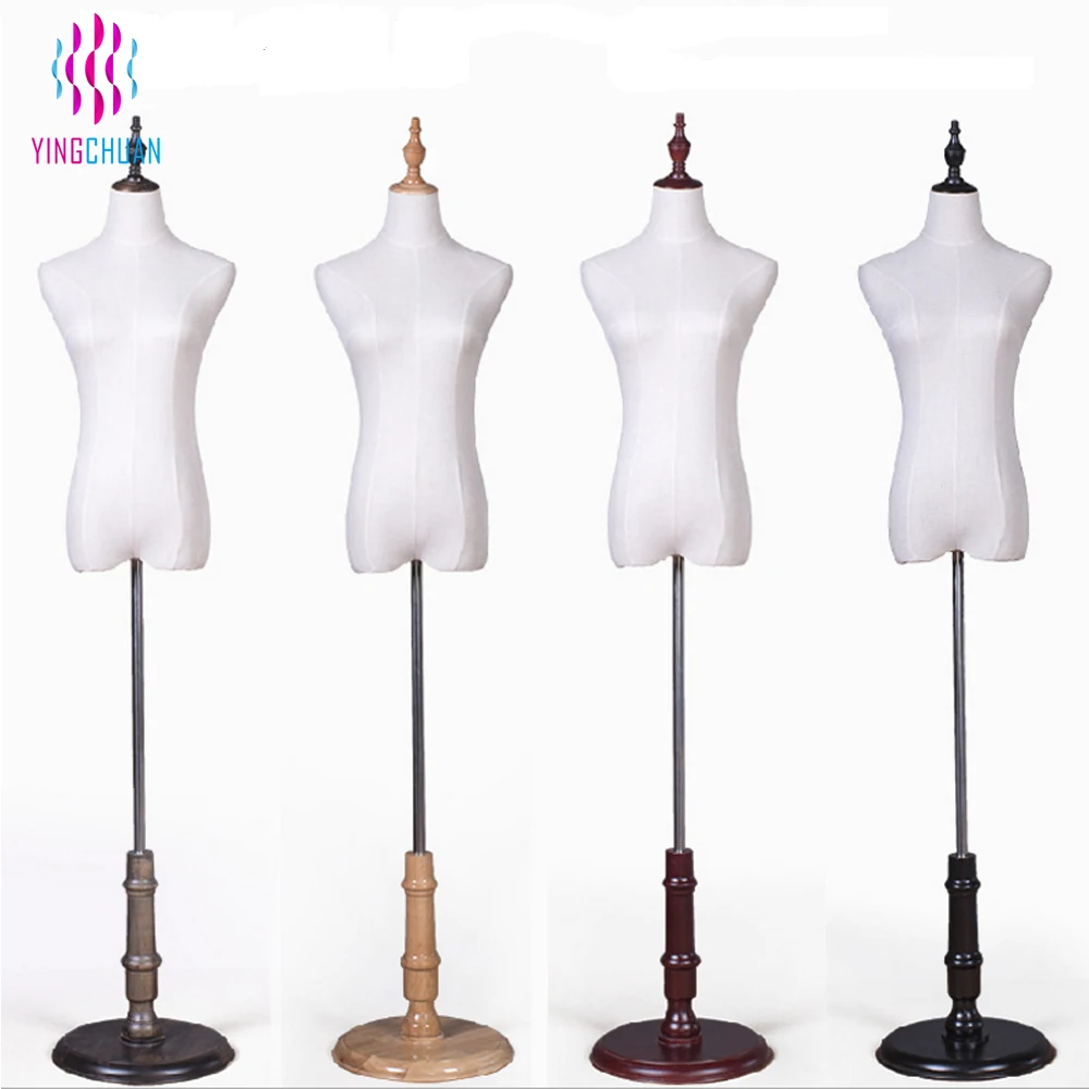 Wholesale half body foam dress form mannequin with wooden arms