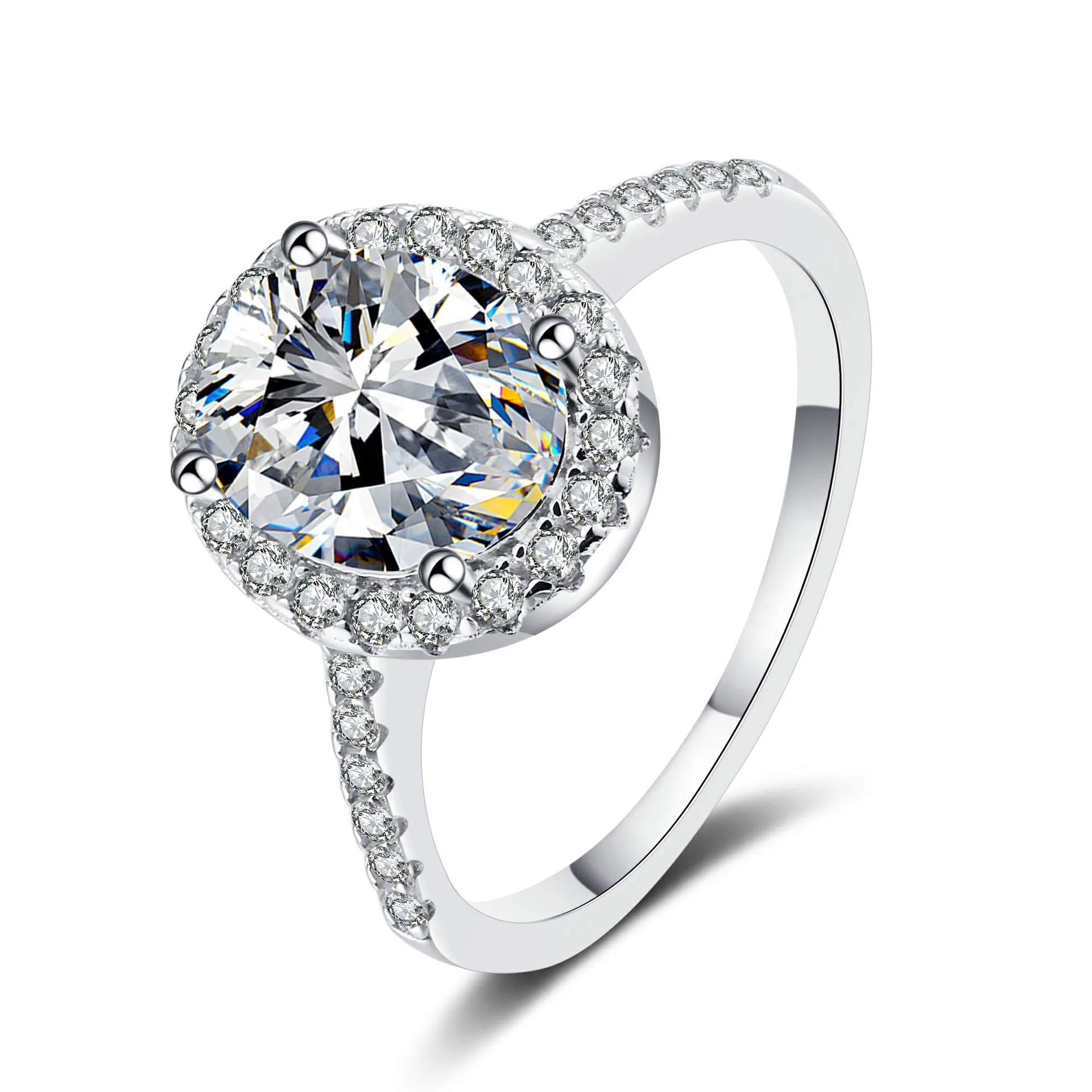 JS New 925 Silver Hand Jewelry Women Inlay Alien 1 Carat 2 Carat Moissanite Ring Wedding Band