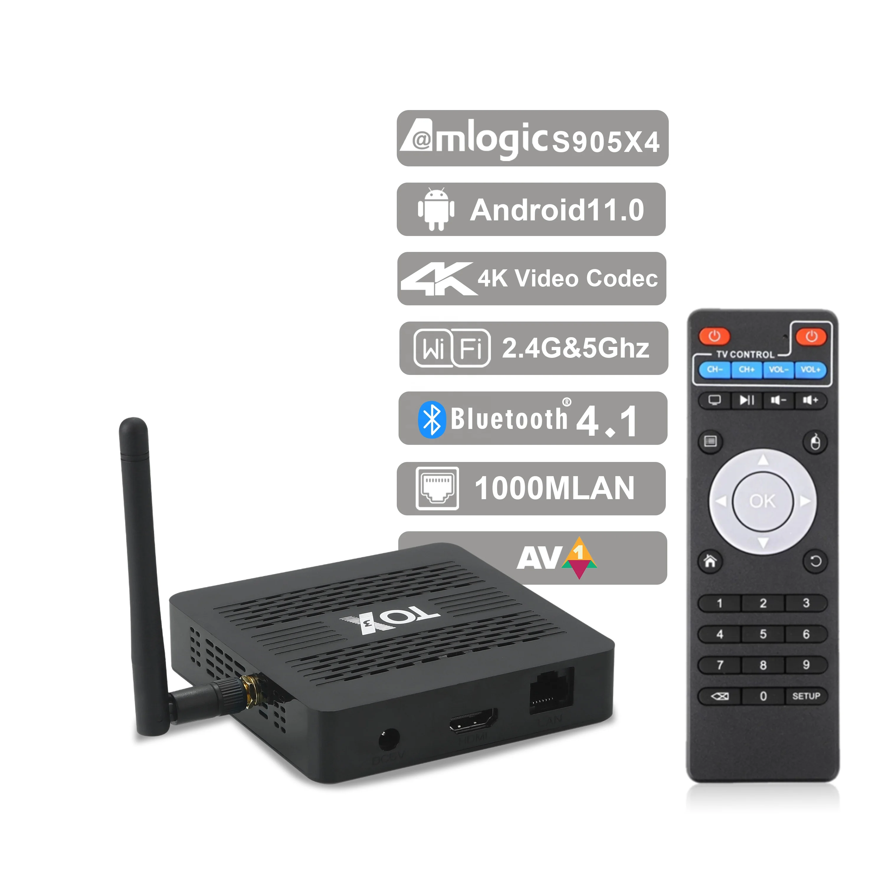 Presale TOX3 Smart TV Box Android 11 4GB 32GB Amlogic S905X4 2T2R Wifi 1000M BT4.1 Support AV1 4K DLNA Media Player Set top box