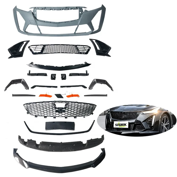 Suitable For Cadillac 2020+ CT5 Upgrade To CT5 V BlackWing Body Kit Universal Front Bumper Lip With Front Bumper Grille