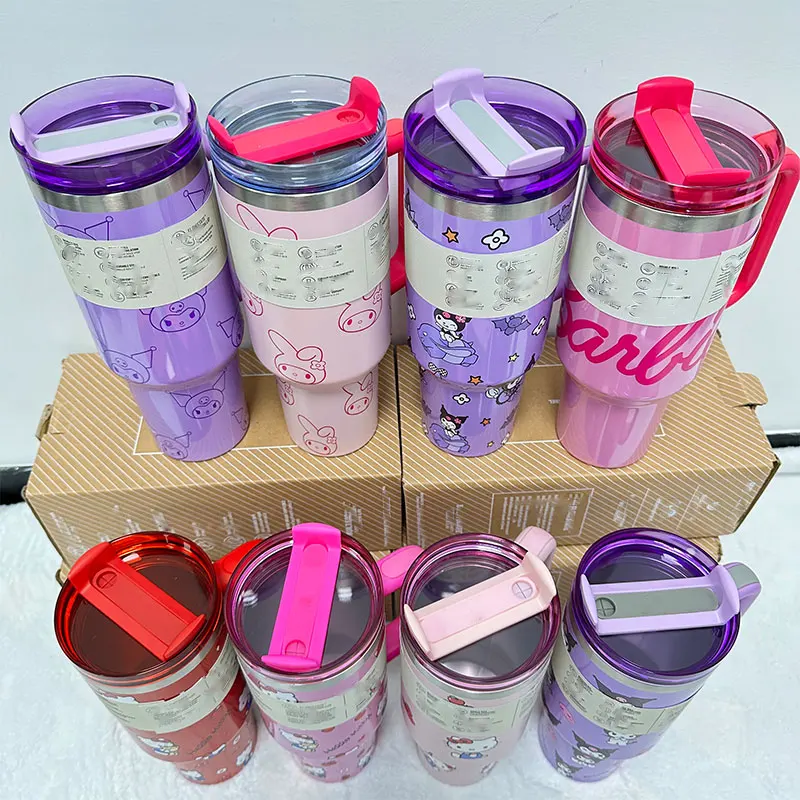 Large Capacity Cartoon Kitty Kids Water Straw Drink Cup Portable Kawaii Ice Water Bottle Coffee Mug Girls Gifts