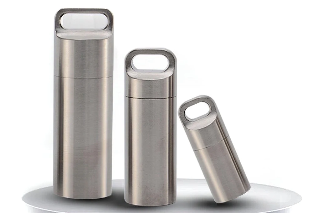 Waterproof Stainless Steel Pill Bottle Medicine Container Holder for Outdoor Travel Camping Small Pill Organizer Box