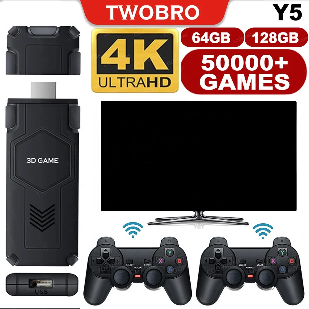 Brand New Y5 Retro Video Game Console Professional Processor Game Box Dual Rocker 2.4G Wireless Controllers 3D Gaming Stick