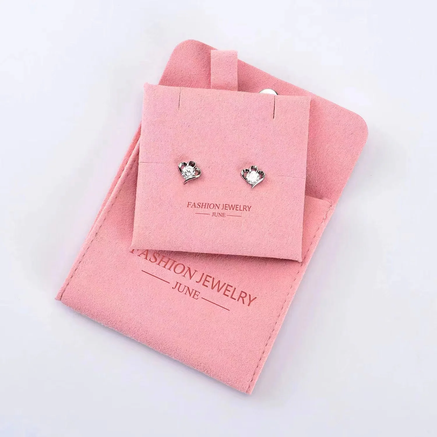 custom Earring Cards vegan microfiber jewelry packaging bag with necklace holder