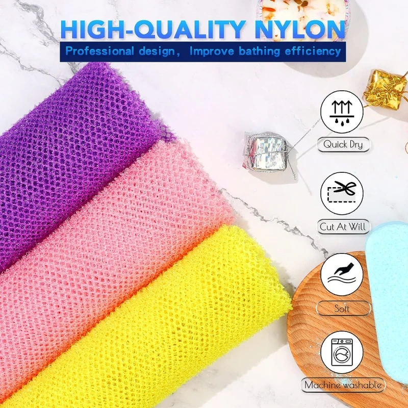 2023African Bath Sponge 3 Pieces Net Long Net Bath Sponge Exfoliating Shower Body Scrubber  Skin Smoother Daily Use