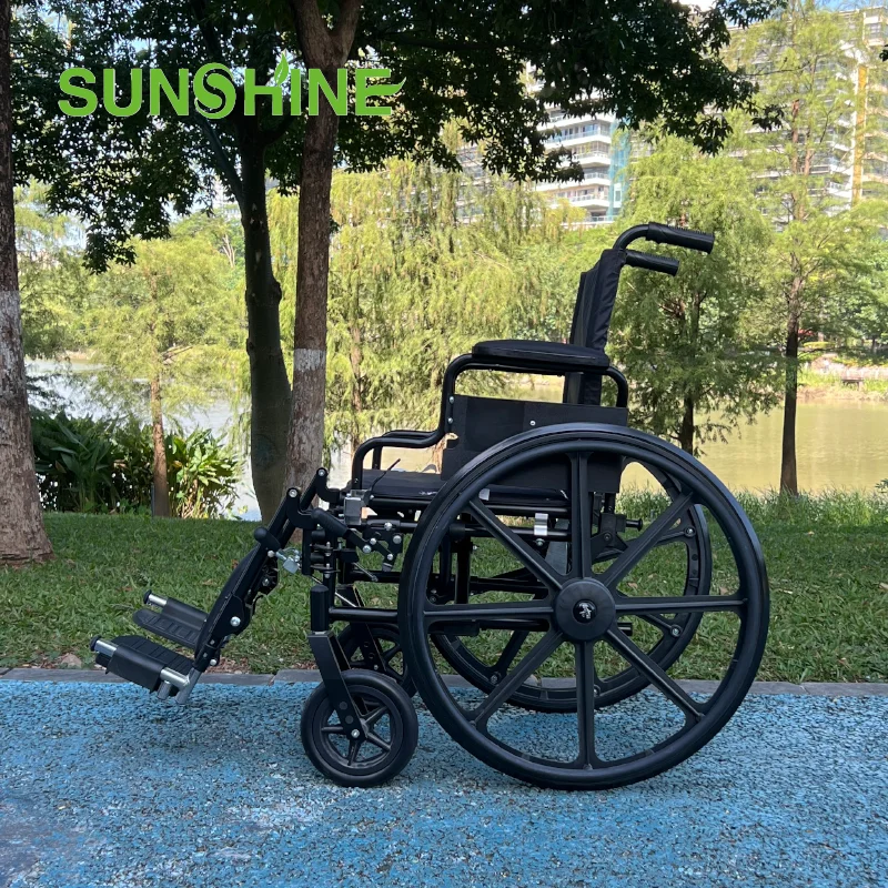 WH969 Light Weight Aluminum Wheelchair Height Adjustable Manual Wheelchair With Nylon Seat and Backrest for the disabled