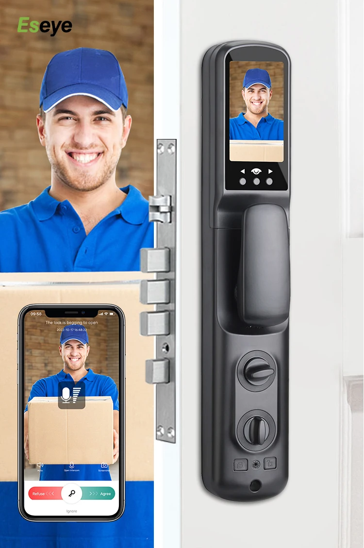 Tuya Intelligent Lock Card Fingerprint Smart Lock FaceID Steel Key Cylinder Stainless Battery Electronic digital door lock