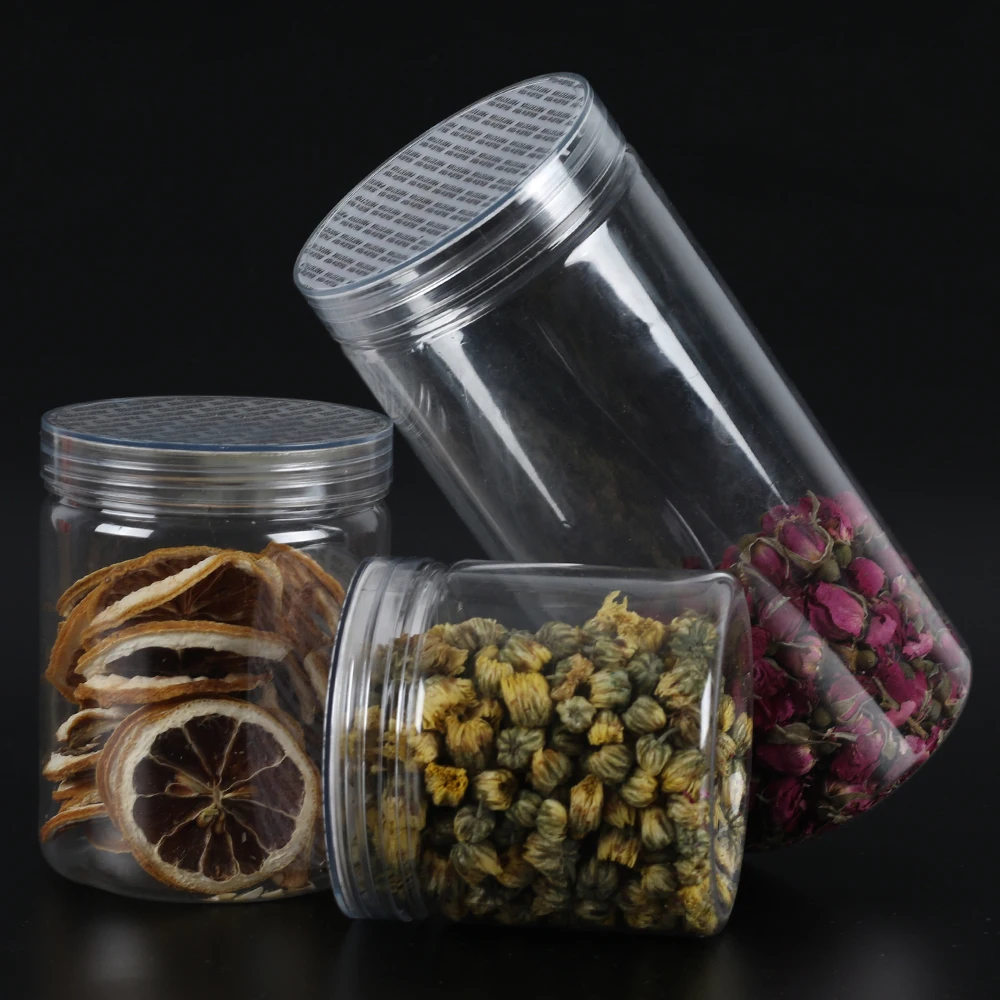 Wholesale different size plastic storage jam pickle jars sealed transparent food jars with screw caps