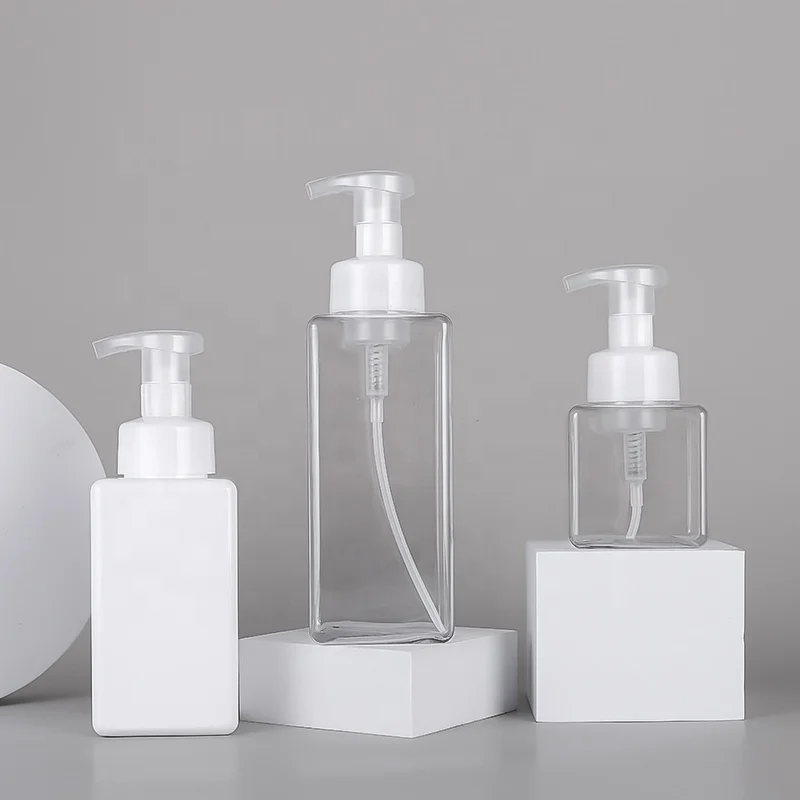 white hand wash shampoo plastic bottle cosmetic face cleaner 250ml 450ml bath shower gel body pp pet jar with pp black foam pump