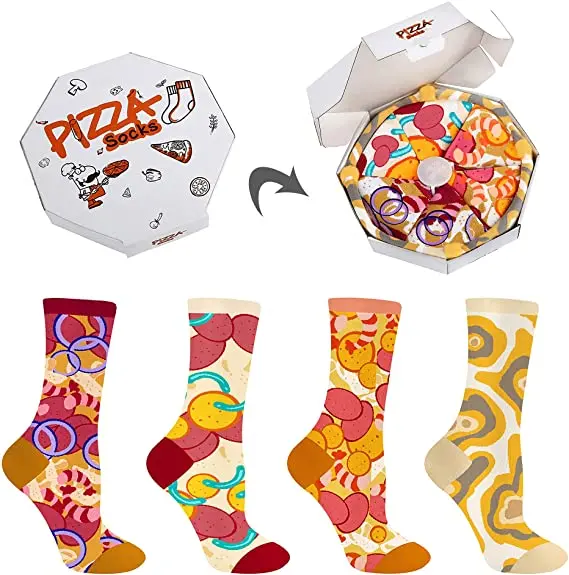 Unique design women pizza gift  colorful crew cute socks novelty socks lady food fashion socks for women elites