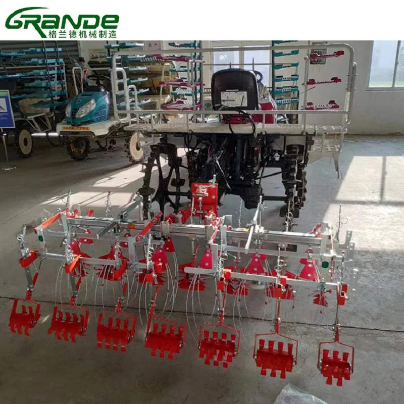 Paddy field lawn mower 6 rows mounted on rice transplanter