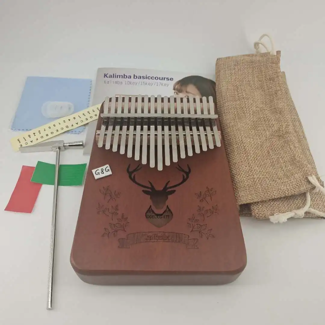 Hot sale elegant elk pattern engraved kalimba 17 key custom