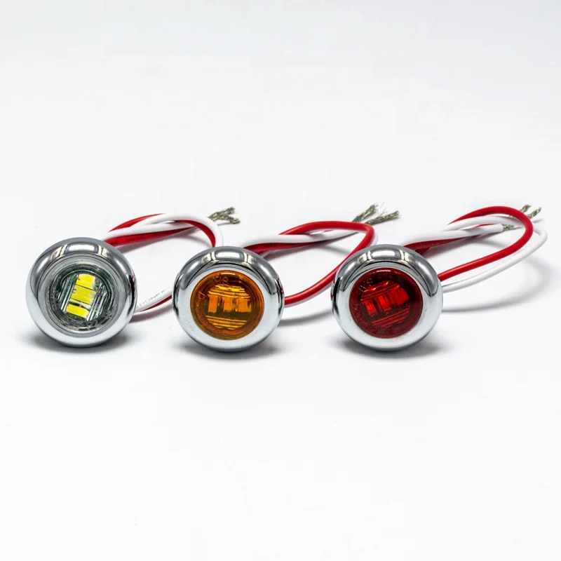 0.75 Inch 3/4 Inch Round Led Truck Bus Light Red Amber Yellow Color Lights for Truck Truck Side Led Lights