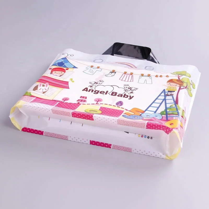 HDPE Die Cut Handle Bag Copperplate Printing Free Sample Cheap Plastic Promotional Shopping Bag