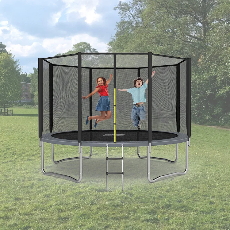 Zoshine 8ft-14ft Outdoor Trampoline with Non-Slip Stainless Steel Ladder PVC and Nylon Straight Bar Enclosed Net by Zoshine