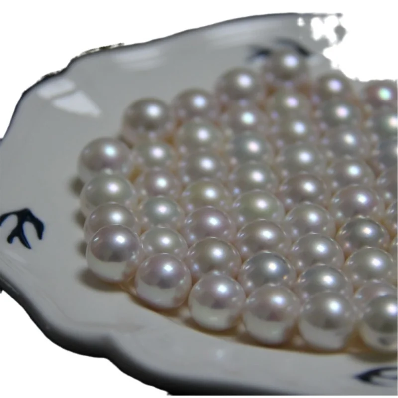 Hot selling natural freshwater pearls white round beads high light pearls diy bulk pearls