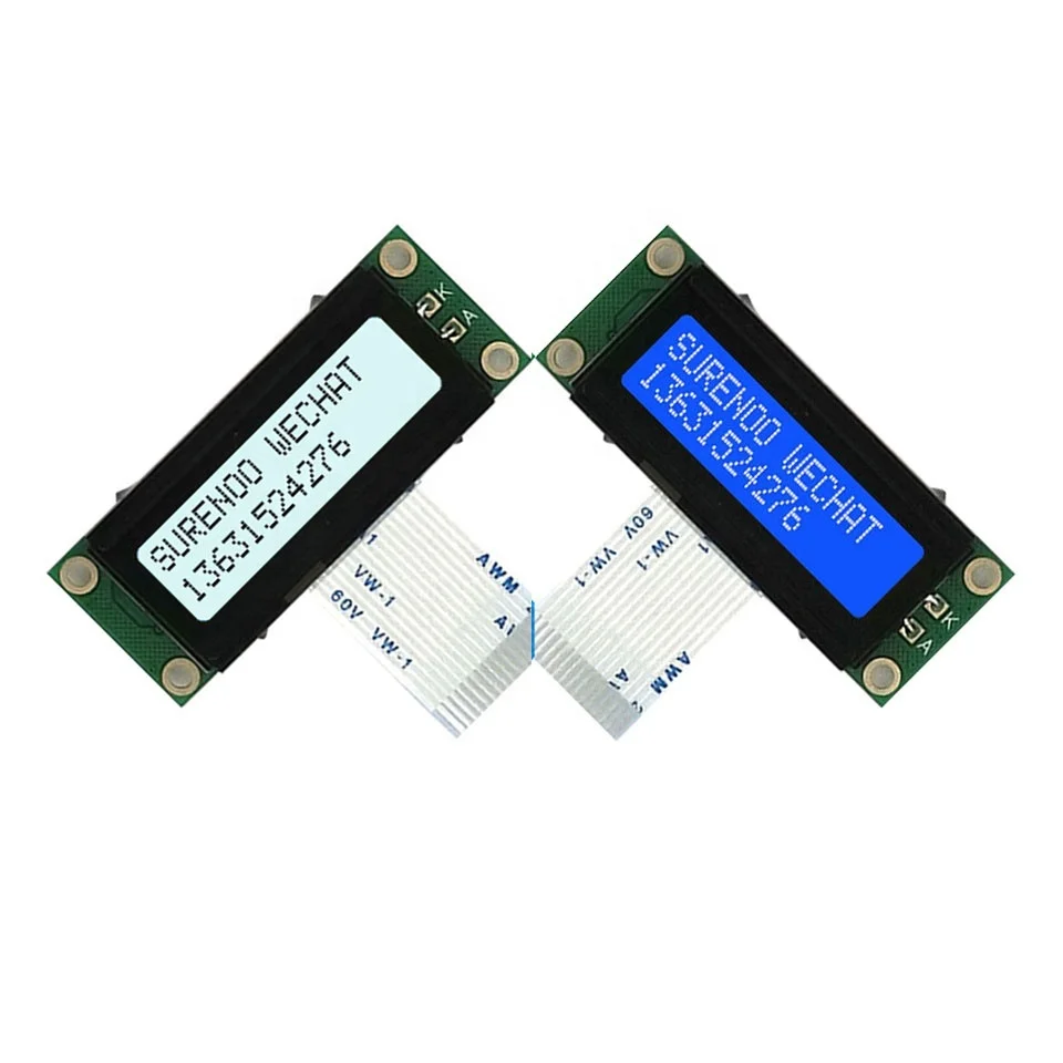 53*20MM Smaller Size 162 1602 16X2 STN Blue Negative Character LCD Module Display Screen Panel LCM with White LED Backlight