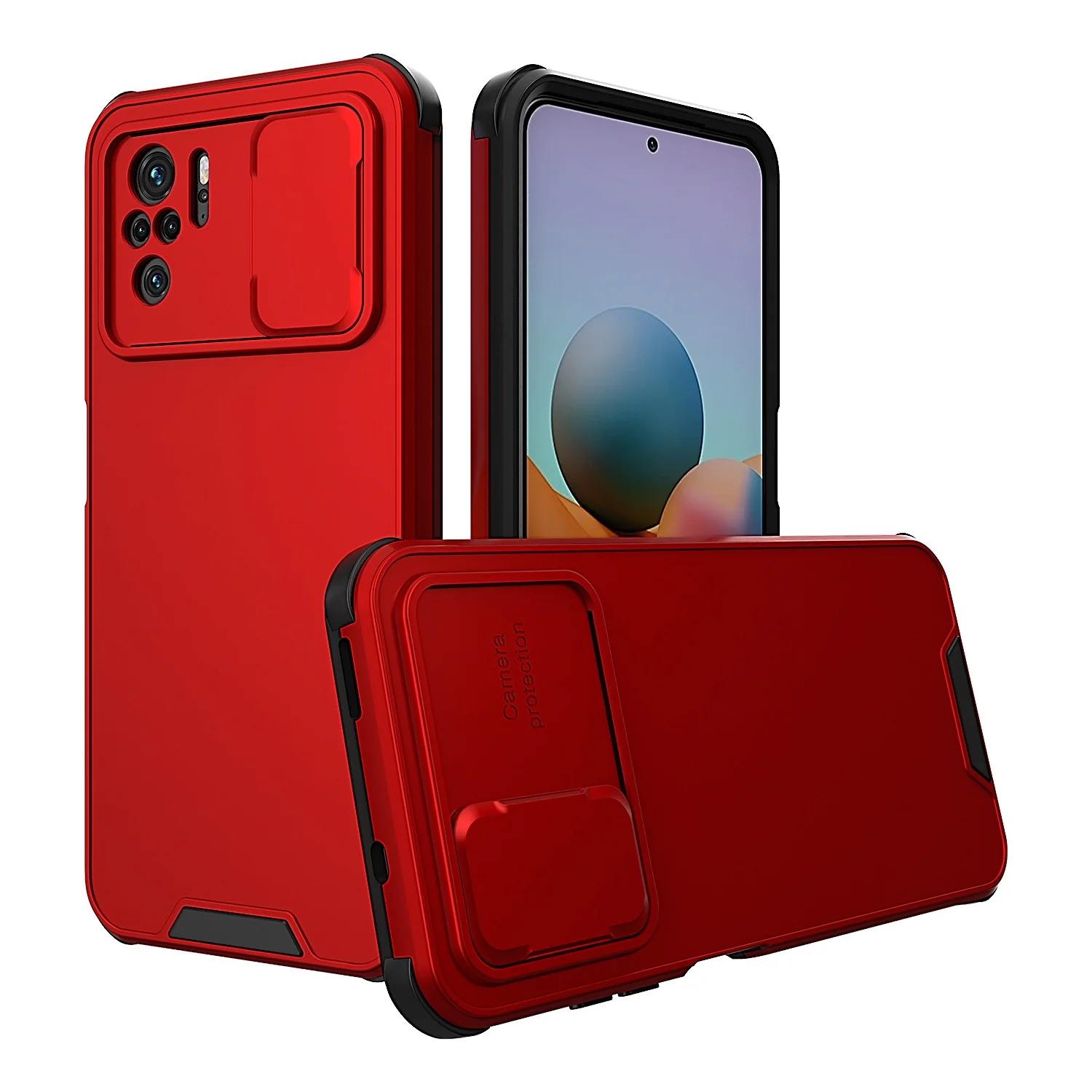 
Newest Soft TPU Slicone PC Phone Case Back Cover with Lens Protection Small Slide Push Window for Redmi Note 10/Note 10 pro 
