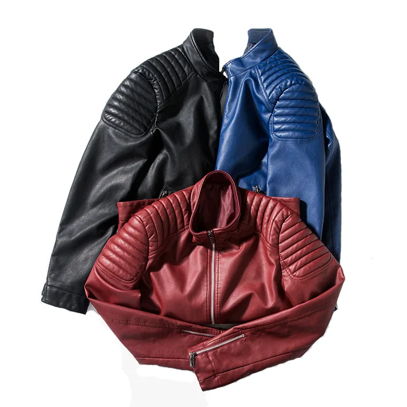 Мужская повседневная куртка Slim fit мотоциклетная мужская из искусственной кожи кожаное Мужское пальто