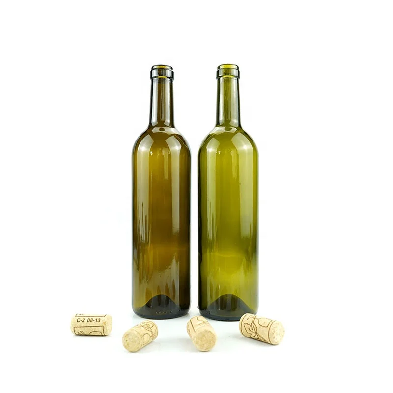 red wine glass bottle 750ml dark green color bottles for liquor with stopper lid and shrinkable film