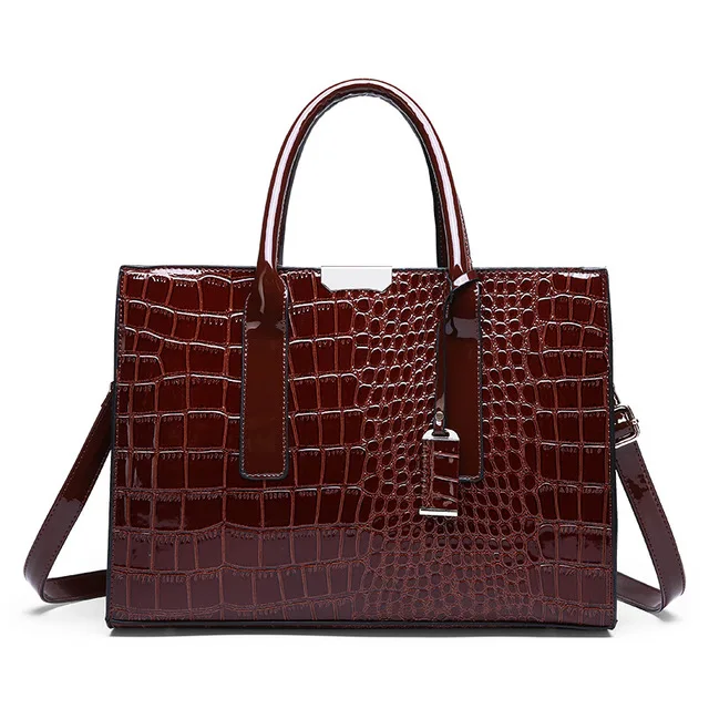 Women Daily Hand Bags Exquisite Fashion Crocodile Pattern PU Leather Large Capacity Ladies Shoulder Bag Tote Briefcase Handbag
