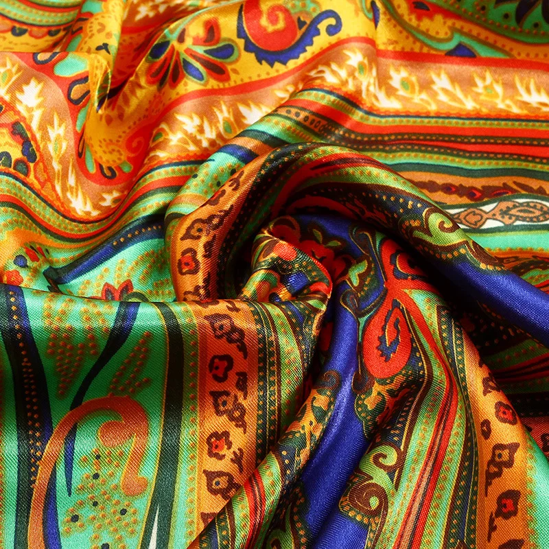 New Cashew Printing Silk Scarf National Style Colourful Cashew Silk Scarf 90*90cm Square Silk Scarf