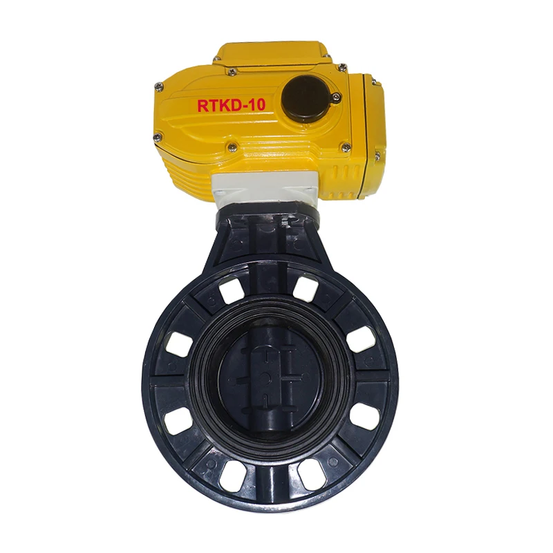 AC220V AC24V DC24V 4-20mA actuator UPVC Plastic butterfly valve electric pvc valve