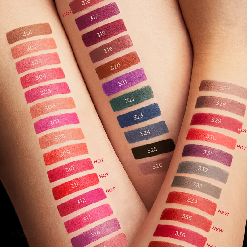 Esene L-LV14 factory customize cosmetic full color gorgeous waterproof high pigment private label makeup velvet matte lipstick