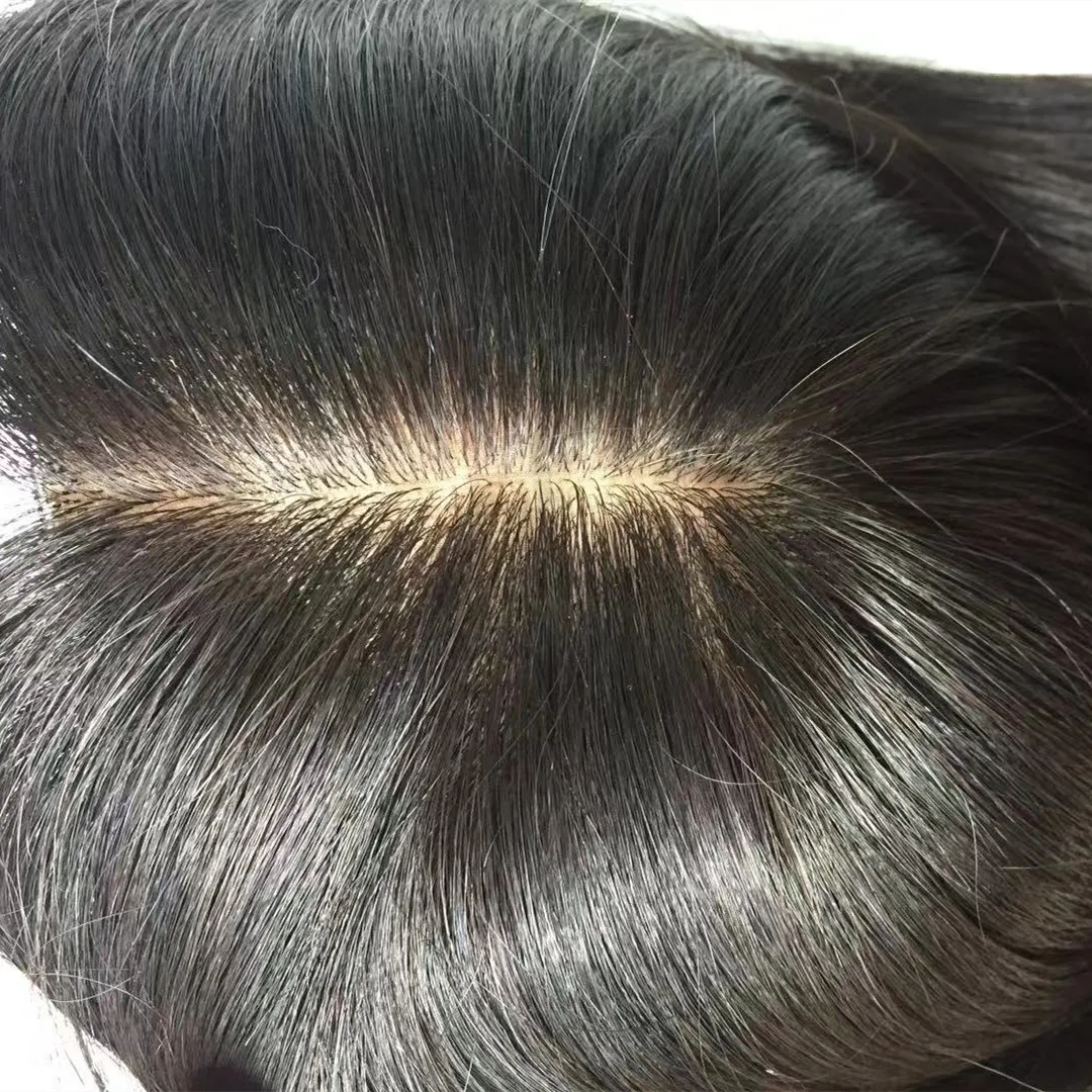Unprocessed European remy women human hair topper Silk Base Women Hair Topper In Stock
