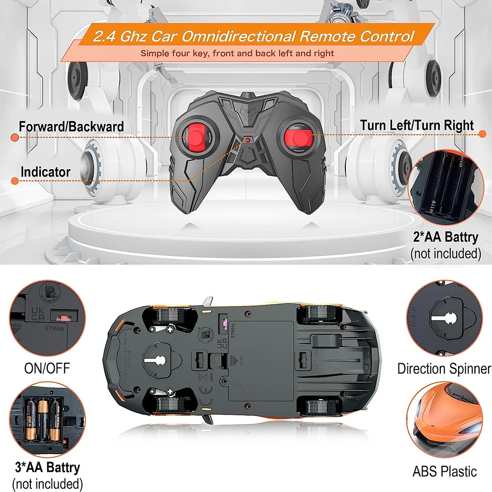 1:24 Scale 2.4G Racing Remote Control Model Vehicle Mclaren 570s Official Licensed Kids Toy RC Sport Car Hobby w/ Headlight