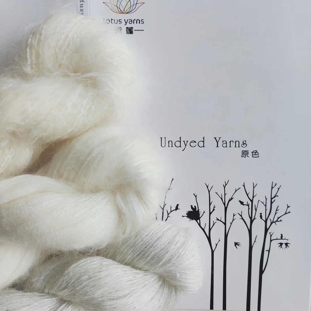 Lotus Yarns Undyed Wool Mohair 130m/50g Hight Quality   Blended yarn handknitting yarn For Hand Dye