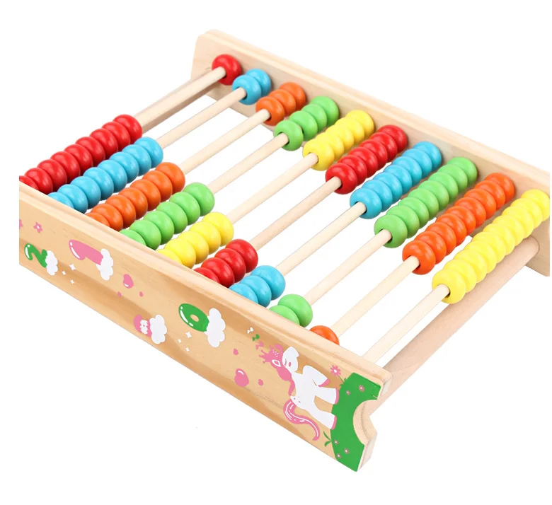 wooden children ten files arithmetic abacus early education montessori teaching aids act study materials montessori toys