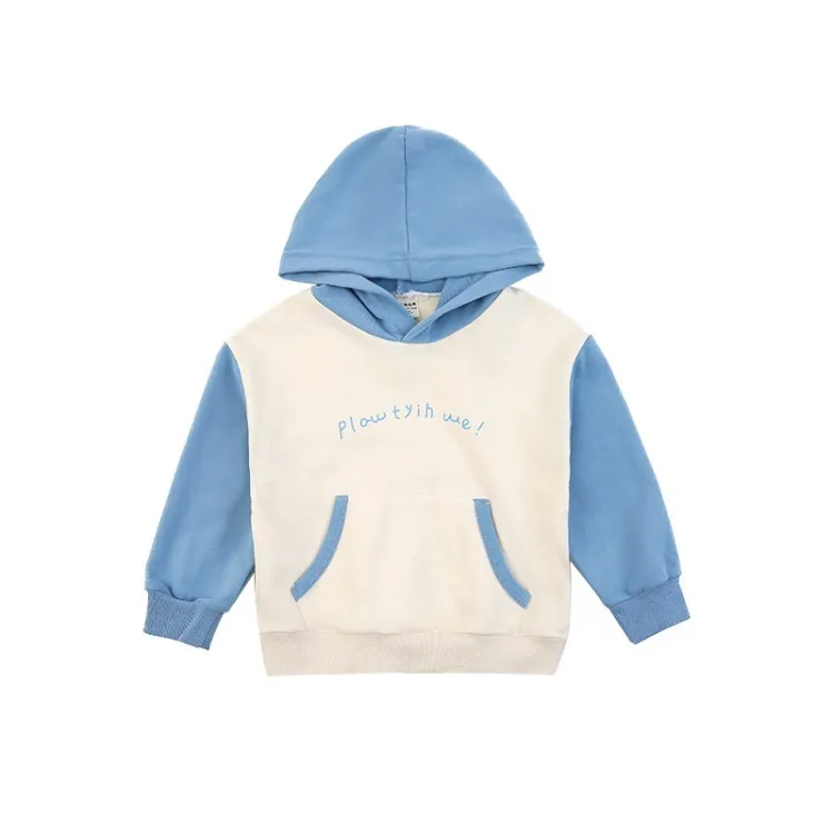 
Оптовая продажа, хорошее качество, детский пуловер с капюшоном контрастных цветов для девочек 